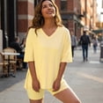 thumbnail image 3 of Gingprous 2 Piece Lounge Set for Women Oversized Tshirts with Shorts Casual Tops V Neck Summer Outfits, 3 of 10