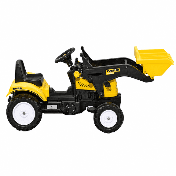 Kids Pedal-Powered Ride-On Excavator Go Kart: with Working Front Loader Digger, Outdoor Play Toy for 3 Year Olds, Yellow