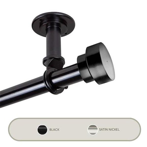 Central Design 100-37-282CL 1 in. Cover Ceiling Curtain Rod or Room Divider for 28 to 48 in. Windows, Black