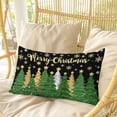 thumbnail image 4 of Black Green Christmas Pillow Covers, Linen Long Throw Pillow Case, Xmas Tree Stars Snowflake Winter Holiday Pillow Protector Decorative Cushion Cover for Living Room/Bedroom 20" x 30", 4 of 8