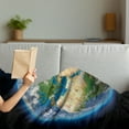 thumbnail image 3 of Earth Soft Flannel Fleece Blanket, Vivid Earth Globe with Blue Seas Greenery Volumetric Clouds Science Theme, Cozy Plush for Indoor and Outdoor Use, 50" x 70", Blue Green Sand Brown, by Ambesonne, 3 of 5