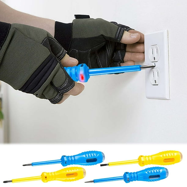 Set de probador de voltaje para destornilladores magnéticos de alto par 2 en 1 | Herramienta detector eléctrico de doble uso con pantalla de luces de neón, mango ergonómico antideslizante, puntas