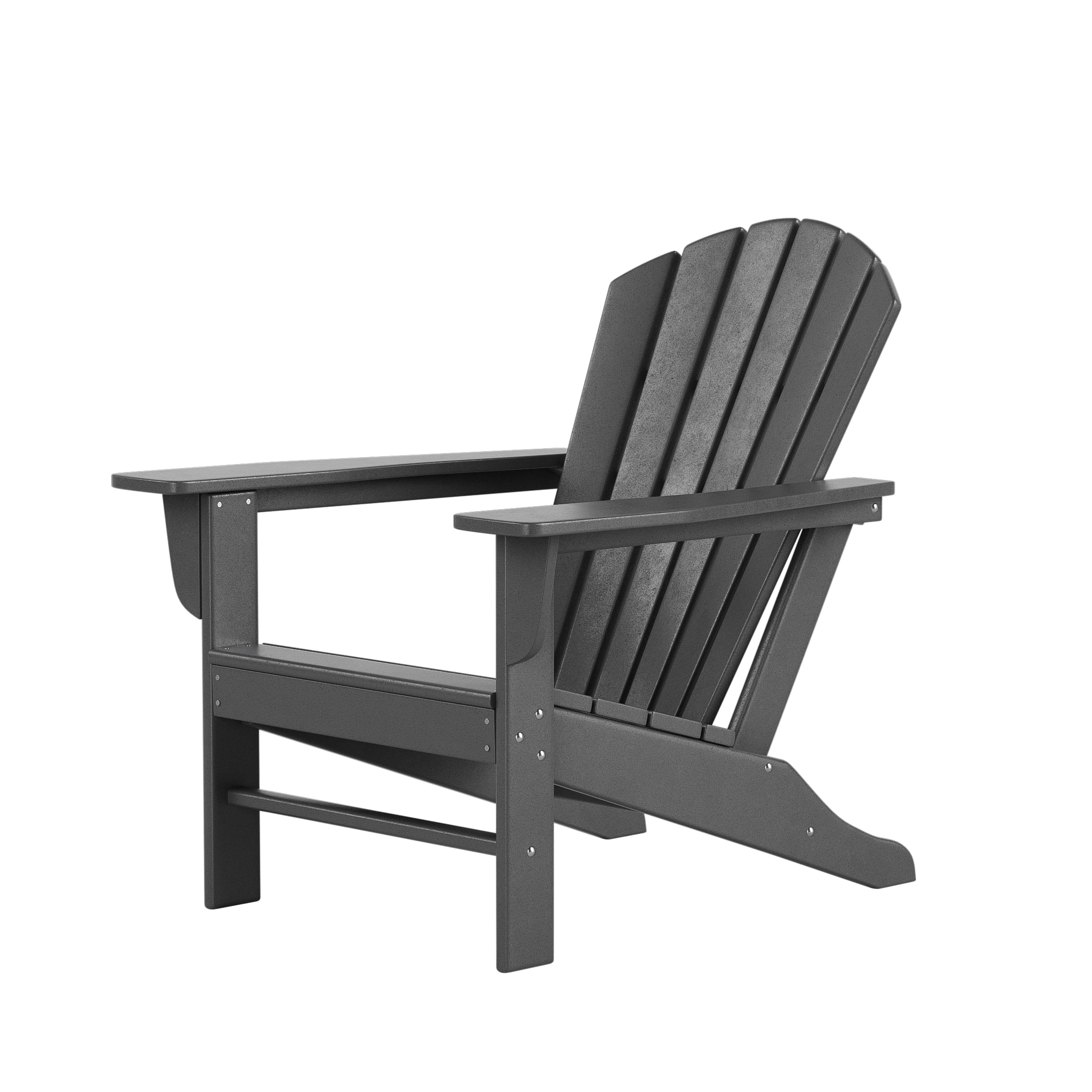 WestinTrends Dylan Adirondack Chairs Set of 2, All Weather Poly Lumber Outdoor Patio Chairs, Seashell Slat Curved Back, Widen Seat Armrest, Color Stay, Imitation Wood Texture, Gray