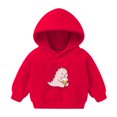 thumbnail image 2 of Zpanxa Kids Dinosaur Print Hoodie Sherpa Lined Pullover with Front Pocket for Playful Style 2-8 Years, 2 of 3