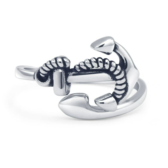 Anchor Spoon Oxidized Ring 925 Sterling Silver Size 5