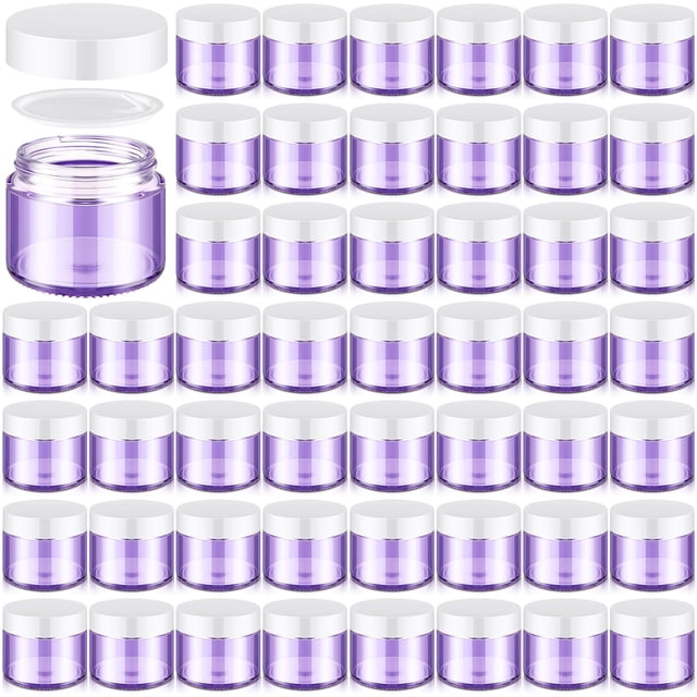 Frascos de vidrio Domensi de 60 ml con tapas, tamaño de viaje, 48 unidades, color morado claro