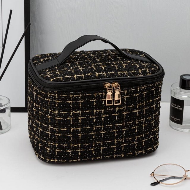 Bolsa de maquillaje de mano, gran capacidad, portátil, alto valor estético, bolsa de viaje para el cuidado y almacenamiento.