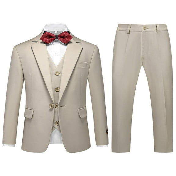 ETHAN 3 Piece Boys Solid Color Suit for Wedding Slim Fit One Button Tuxedo Embroidery Suit for Boys 14