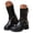 Black, variant on PFWOWB Women's Moto Mid Calf Biker Boots with Multiple Buckle Straps, Round Toe and Chunky Sole (Brown,8.5)