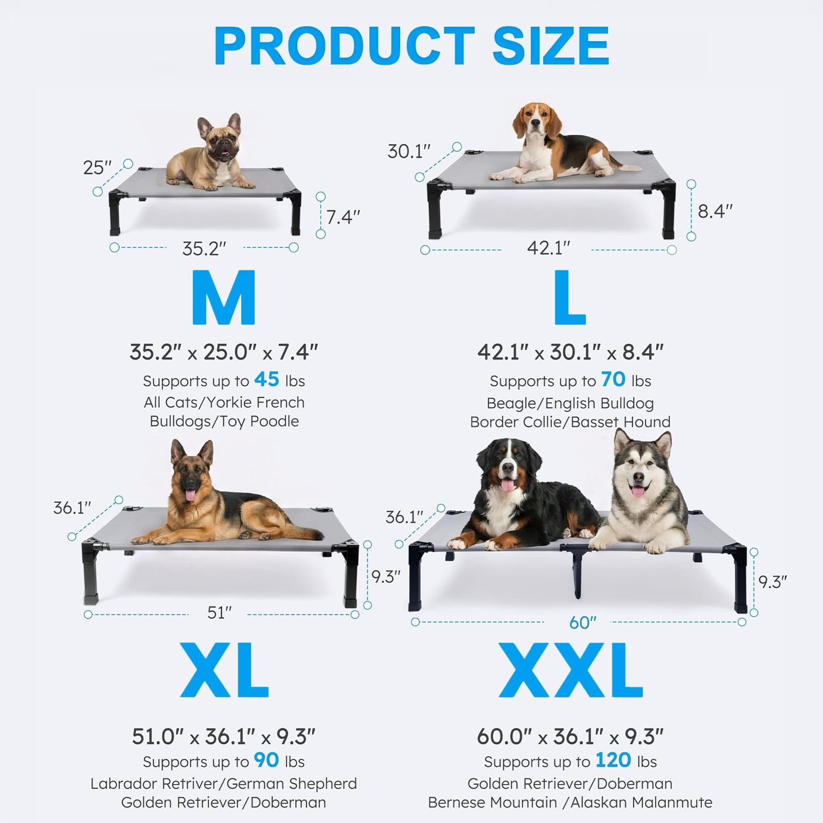 Elevated Dog Bed Raised For Small Dogs  Portable Indoor & Outdoor Pet With No-slip Feets Breathable Mesh Camping