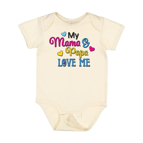 Inktastic My Mama and Papa Love Me with Hearts Boys or Girls Baby Bodysuit