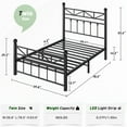 thumbnail image 4 of EnHomee Twin Bed Frame Metal with Victorian Vintage Headboard & Footboard Metal Platform Bed Frame Twin Heavy Duty Metal Bed Frame with LED Lights & Storage, Noise Free, Black, 4 of 8