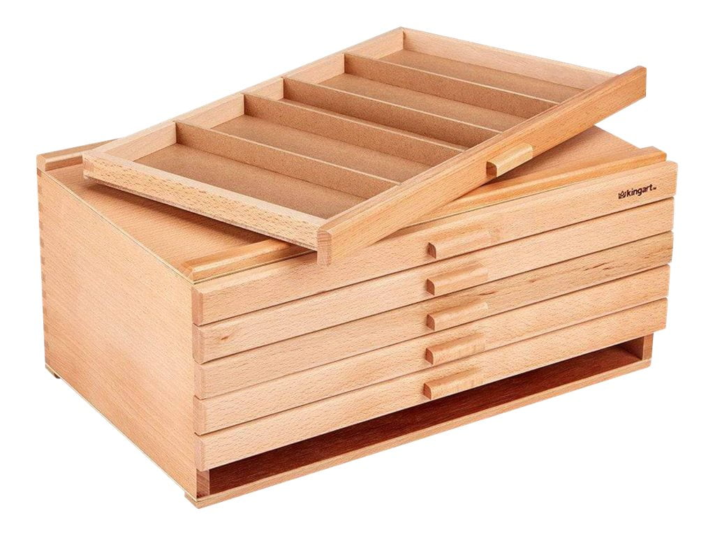 Kingart Studio Wooden Artist Storage Box, 6-Drawer, Designed Storage for Art Materials