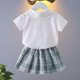 thumbnail image 3 of Odeerbi Camisa de Cuello de Marinero de Vestido Preppy de 2 Piezas de Niñas y Falda Plisada En Cuadro Uniforme Escolar Con Corbata, 3 of 8