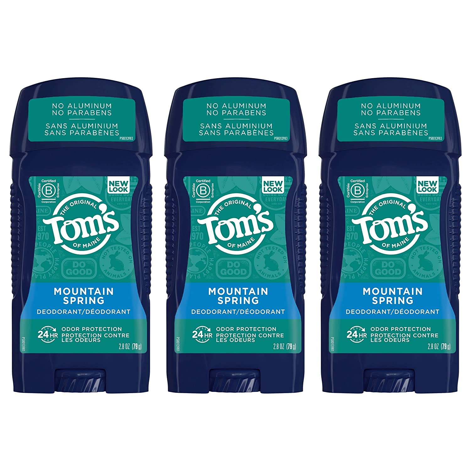 Tom's of Maine Long-Lasting Aluminum-Free Natural Deodorant for Men, Mountain Spring, 2.8 oz. 3-Pack (Packaging May Vary)
