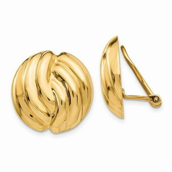 Primal Gold 14 Karat Yellow Gold Omega Clip Polished Non-pierced Earrings