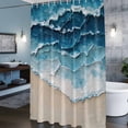 thumbnail image 3 of Blue Beige Shower Curtains for Bathroom, Gradient Ocean Wave Oil Painting Style Abstract Washable Fabric Shower Curtain with Hooks Waterproof Bathroom Decor Sets, 66 x 72 Inches, 3 of 9