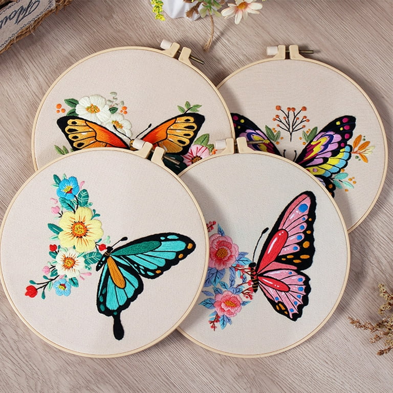 Butterfly Flowers Embroidery Kit Beginners Cross Stitch Kits - Temu