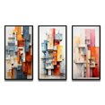 thumbnail image 2 of Designart "Constructed Horizons in Constructivism II" Abstract Framed Wall Art Set Of 3 - Orange Constructivism Frame Canvas Set For Living Room Decor, 2 of 6