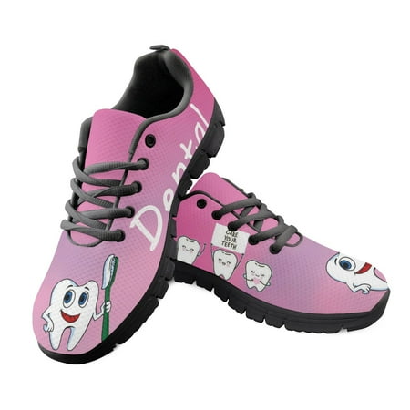 

Light Lace Up Sport Running Ladies Shoes For Women 2023 Sneakers Woman Casual Shoes Cartoon Dental 3D Print Mesh Womens Flats