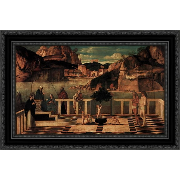 Sacred Allegory 24x18 Black Ornate Wood Framed Canvas Art by Bellini, Giovanni