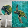 thumbnail image 4 of Teal Sea Turtle Coastal Shower Curtain Set - Standard 72" x 72" Washable Bathtub Curtain with 12 Hooks, Nautical Summer Ocean Beach Waterproof Fabric Stall Shower Curtains for Bathroom/Bathtub Décor, 4 of 6