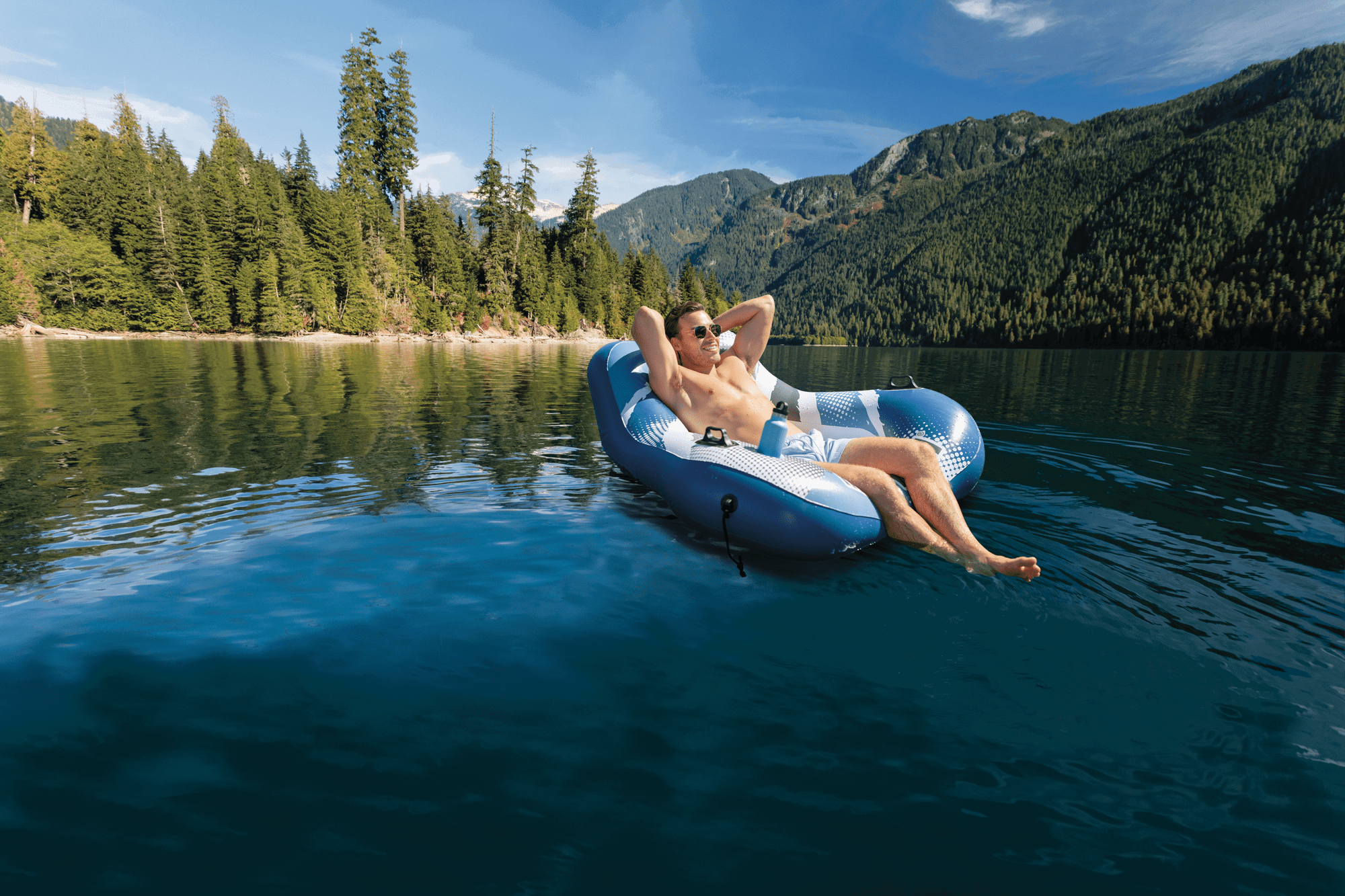 Intex River Run I Wedge - Inflatable Floating Water Lounge with Quick Connects - River Lake Pool