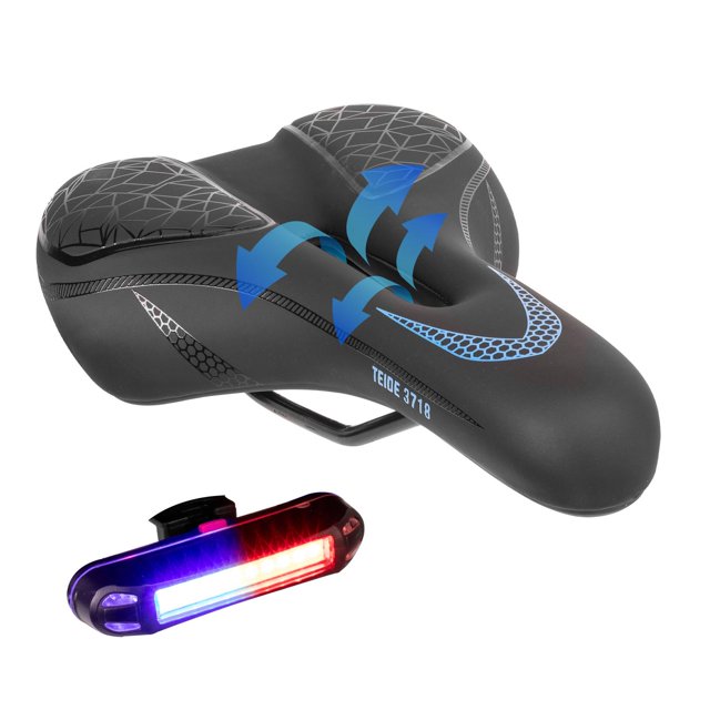 Asiento para bicicleta de gel Teide antiprostatico con luz recargable negro con vivos azules TL-2168