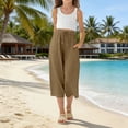 thumbnail image 5 of Ruyang Teen Girls Cotton Linen Capri Pants Kids Summer Preppy Casual Cropped Pants Cozy Lightweight Drawstring Baggy Trousers Cute, 5 of 9