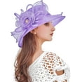thumbnail image 4 of Organza Fascinator Hat - Women's Wide Brim Church Bridal Tea Party Wedding Hat, 4 of 4