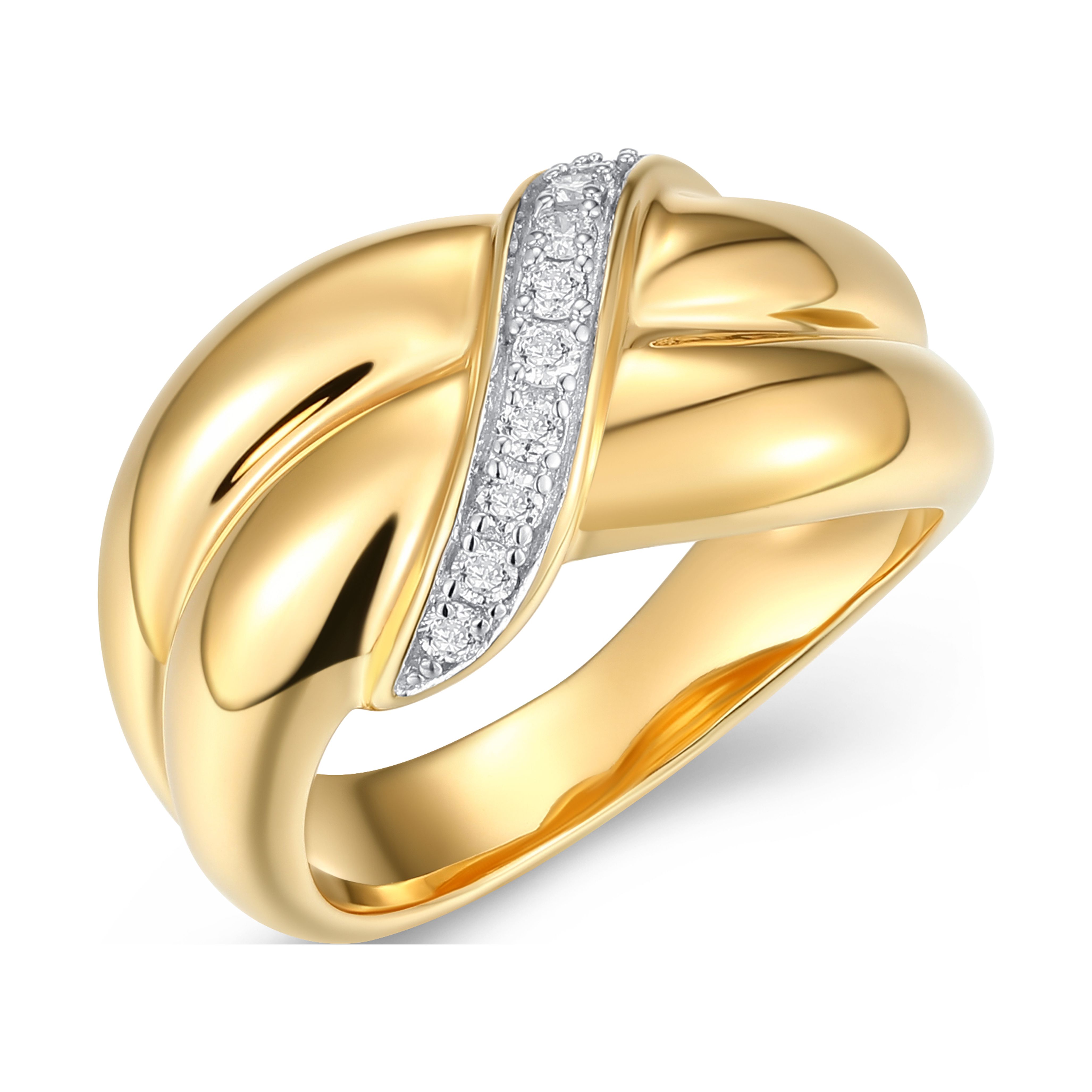 Forever Facets 18k Gold Plated Sterling Silver 1/6 CT TW Lab Grown Diamond Ring, Adult Female
