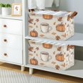 thumbnail image 2 of Yayeee Foldable Storage Basket for Shelves with Handles Waterproof Cloth Bins, Fall Pumpkin Pattern, 2 of 7