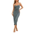 thumbnail image 2 of INSPIRE CHIC Women's Nightgown Adjustable Spaghetti Strap Nightshirts Modal Chemise Sleep Dress XS Grey, 2 of 6