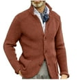 thumbnail image 2 of COSFO Casual Mens Winter Jacket Bronze Waffle Knit Sweater Jacket Loose Fit with Pockets Button Down Long Sleeve Collar Men's Winter Coats, 2 of 6