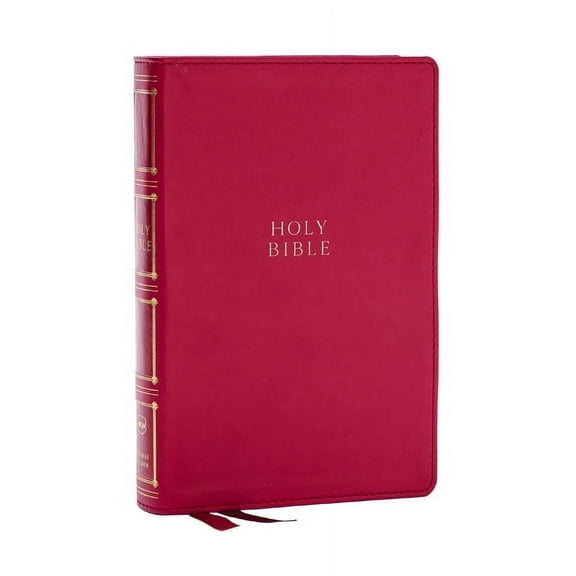 Nkjv, Compact Center-Column Reference Bible, Dark Rose Leathersoft, Red Letter, Comfort Print (Thumb Indexed), (Hardcover)