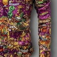 thumbnail image 4 of Mens Shirts Casual Carnival Stylish Big Tall Digital Print Long Sleeve Lapel Top Loose Party Daily Wear Comfortable Shirt for Men Purple L, 4 of 6