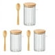 thumbnail image 1 of Frascos de vidrio herméticos de 25 oz con tapas de cucharas de bambú Recipiente para avena durante la noche Tarro decorativo para almacenar alimentos en la barra de café, 1 of 8