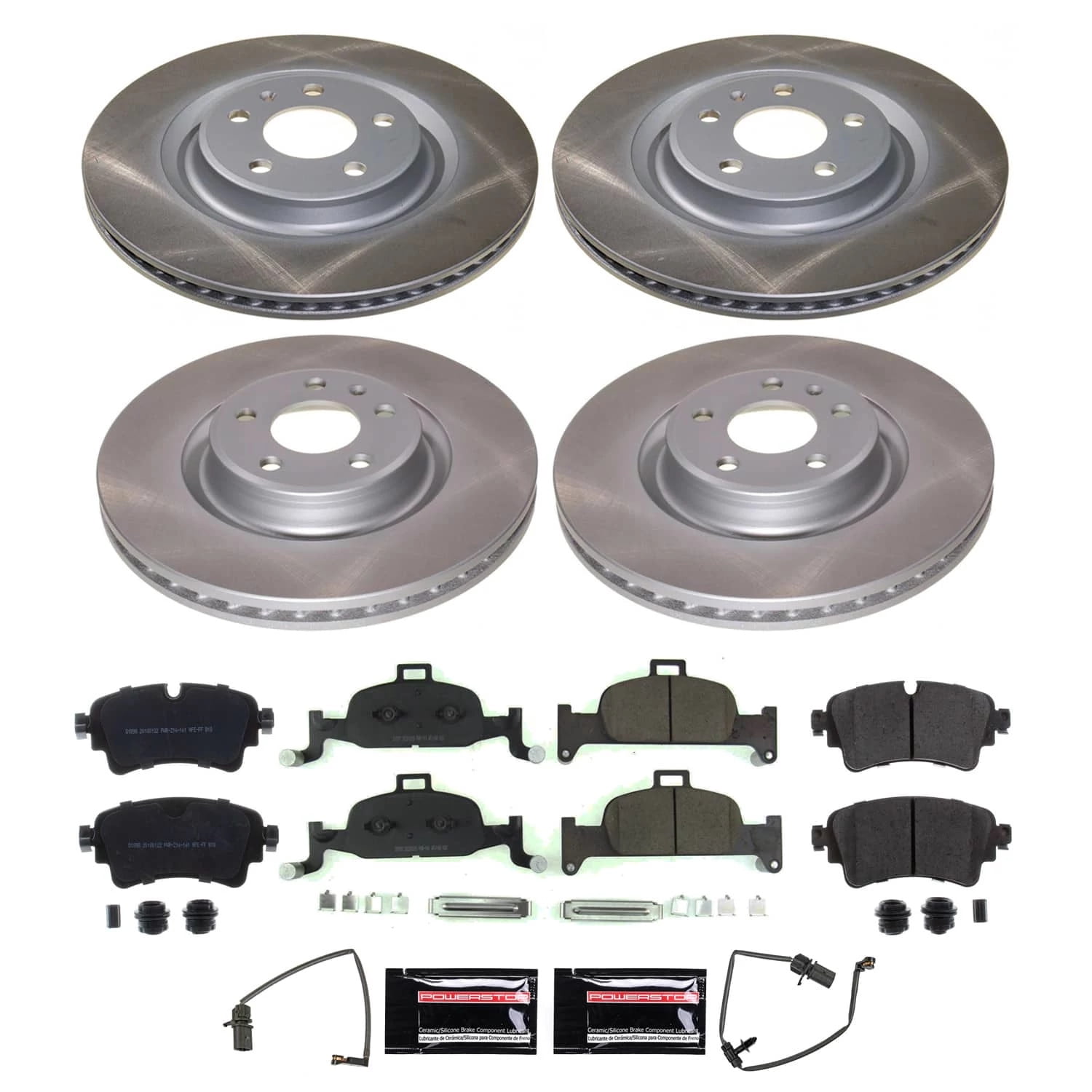 PowerStop Front and Rear Semi-Coated Rotor and Low-Dust Ceramic Brake Pad Kit SC7531