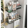 thumbnail image 2 of Clearance Kitchen! Zuioae Hole-Free Bathroom Storage Rack Bathroom Shelf Toilet Toilet Washbasin Supplies Wall-Mounted Wall Storage Rack(Qty: 1 Set of Double-Layer Storage Rack), Wire Shelving, Rack, 2 of 9