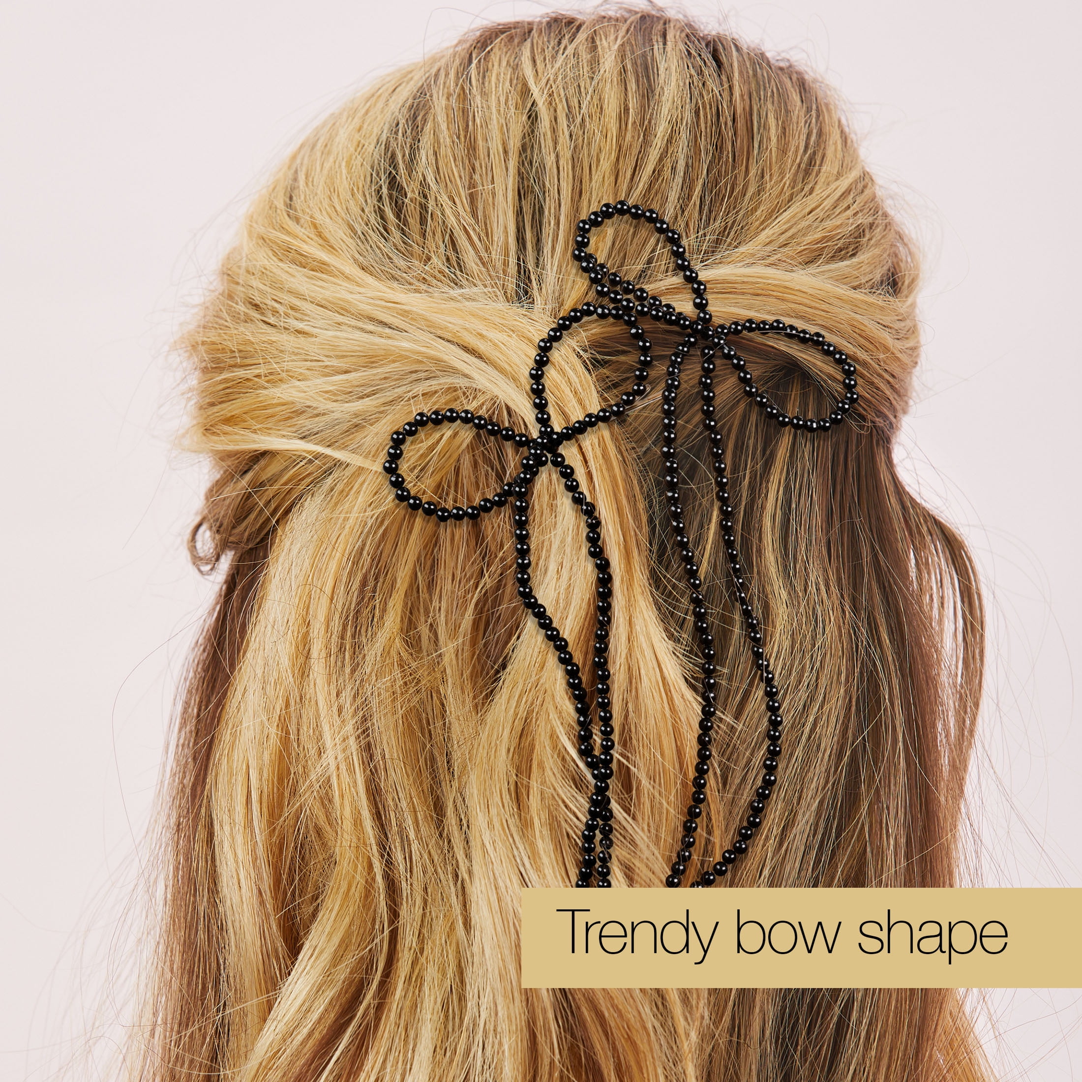 Scunci x Kelsey Anderson Beaded Bow Bobby Pins, Black, 2 count