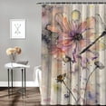 thumbnail image 2 of Orinice Flower Dragonfly Watercolor Bathroom Decor Set - Colorful Luxurious Graphic Print Polyester Fabric Fashion Shower Curtain Set with Hooks 36x72, 2 of 7