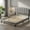 Gray + Black+Brown, variant on Queen Size Modern Upholstered Bed Frame, Adjustable Vertical Channel Tufted Headboard, Linen Fabric & Foam, 12 LVL Slats, Gray + Black