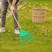 Masteelf Durable PP Garden Rake for Efficient Leaf Cleanup and Lawn Leveling Green Multifunctional 7.5 Teeth