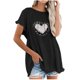 thumbnail image 1 of Blusa de manga corta con estampado regular de flecos y cuello redondo de algodón y cáñamo para mujer OAVQHLG3B Store  lin121212, 1 of 5