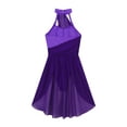 thumbnail image 6 of CHICTRY Womens Chiffon Ruched Top Bodice Ballet Lyrical Leotard Strappy Back Dance Dress Dark Purple M, 6 of 7