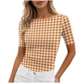 thumbnail image 3 of Bovxnpu Womens Short Sleeve T Shirts Printed T-Shirt Short Sleeve Crew Neck Ruched Side Slim Tops Summer Tops, 3 of 8