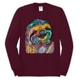 thumbnail image 3 of Funny Neon Sloth | Dean Russo Art Animal Lover Mens Long Sleeve Shirt, Maroon, 3XL, 3 of 5