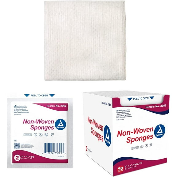 Dynarex Gauze Sponge Non-Woven Sterile 2X2 4PLY 50 ea