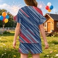 thumbnail image 4 of Grblisyd 4th of July Outfits for Girls Patriotic Summer Ruffle Short Sleeve Shirts Top and Drawstring Elastic Waist Shorts Set, 4 of 5