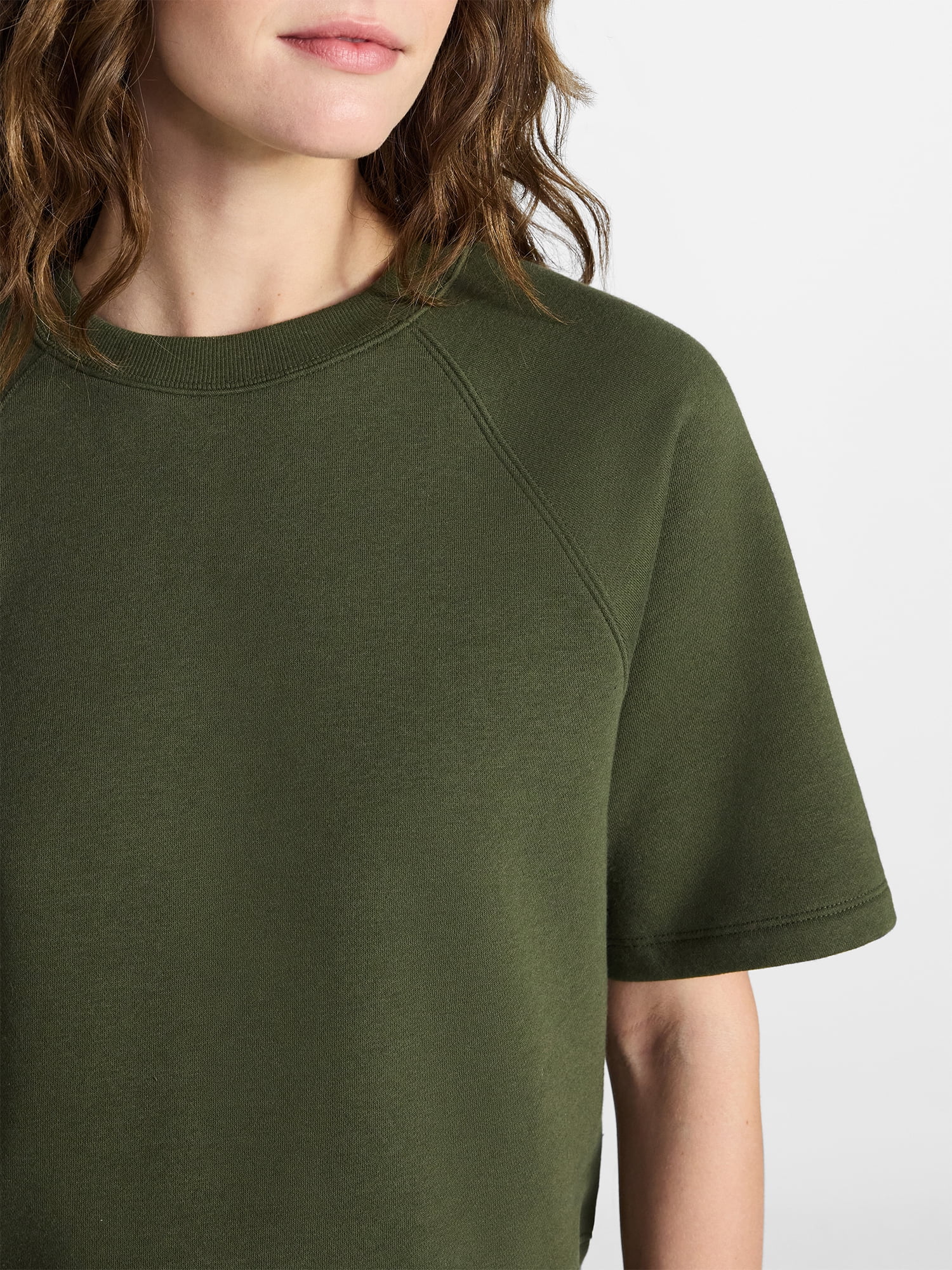 Time and Tru Women's Boxy Sweatshirt with Short Sleeves, Size XS-XXXL